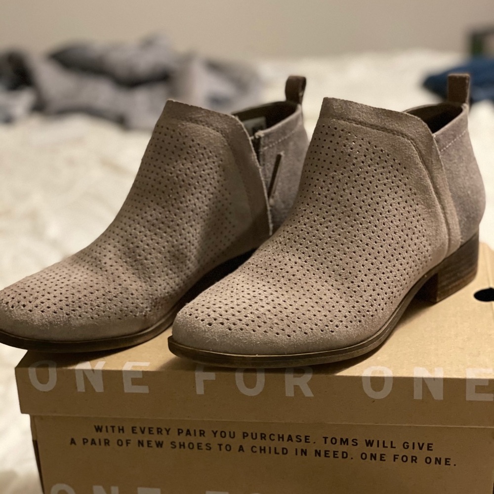 Tom’s Delia Bootie - Desert Taupe Perforated Suede